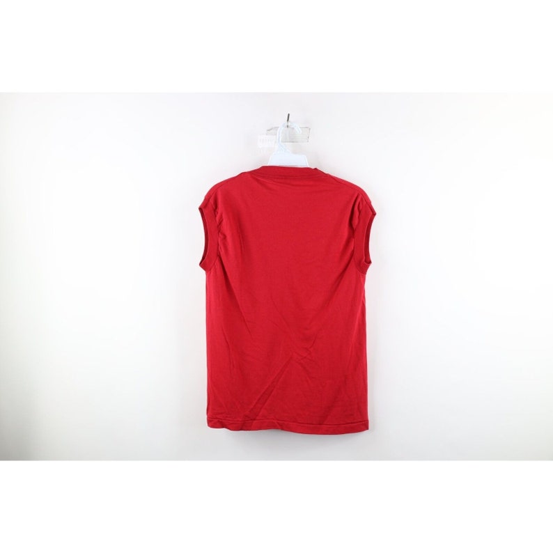 90s Streetwear Mens Medium Faded Blank Sleeveless Pocket T-shirt Red ...