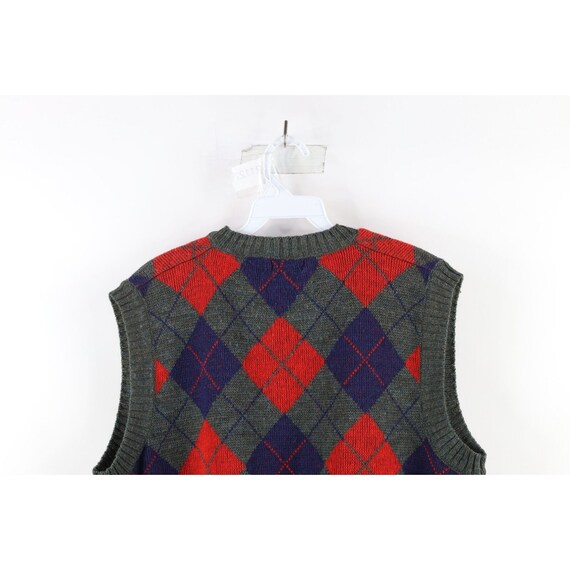 70s Streetwear Mens Size XL Wool Blend Knit Argyl… - image 8