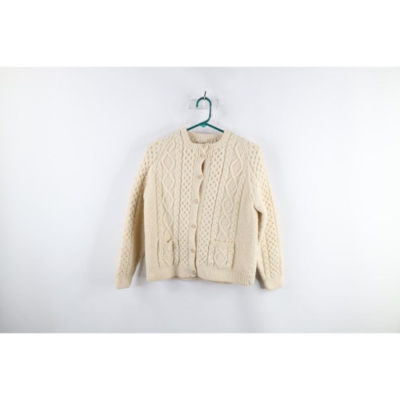 50s Rockabilly Womens XS Donegal Wool Cable Knit … - image 1