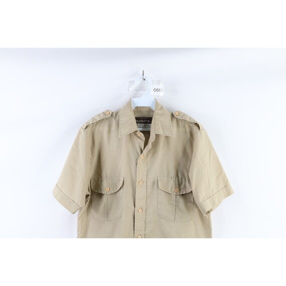 70s Streetwear Mens Medium Short Sleeve Safari Bu… - image 2