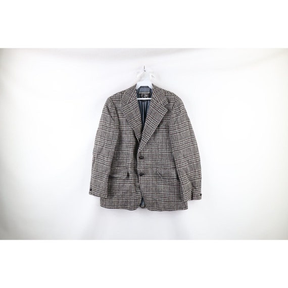 70s Rockabilly Mens 44R Wool Harris Tweed Houndst… - image 1