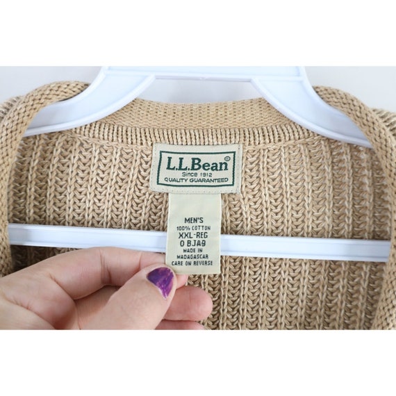 90s LL Bean Mens 2XL Marled Ribbed Knit Henley Sw… - image 5