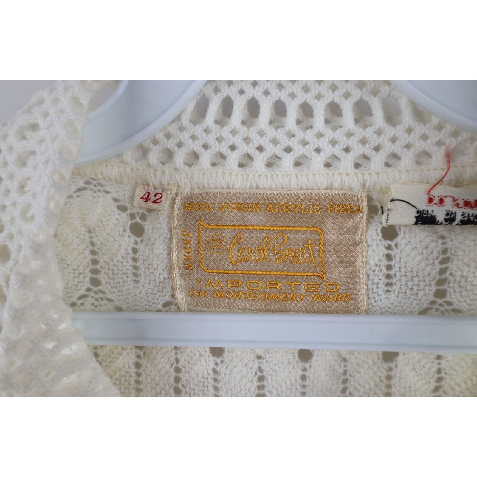 60s Streetwear Womens 42 Textured Crochet Knit Cardigan