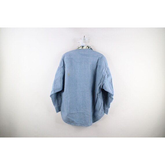 90s Streetwear Womens Small Faded Chambray Abstra… - image 7