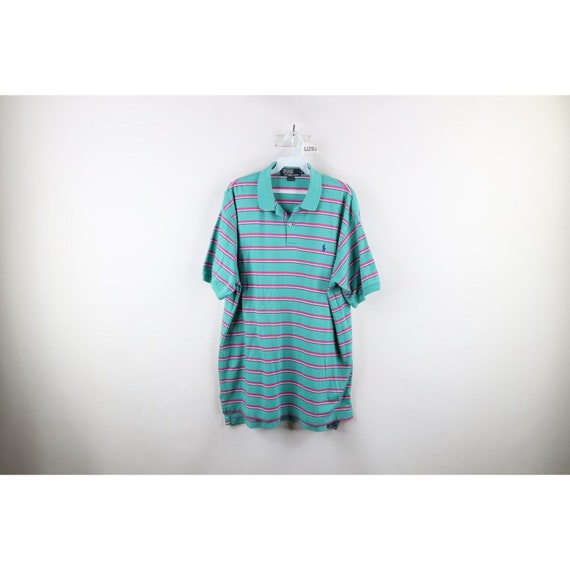 90s Ralph Lauren Mens XL Faded Striped Collared G… - image 1