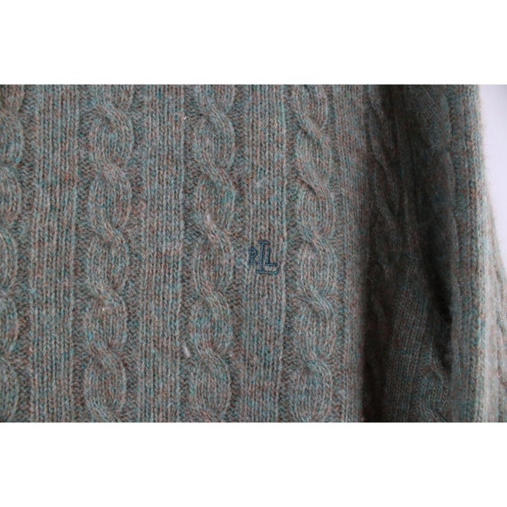 90s Ralph Lauren Womens L Wool Angora Blend Cable… - image 4
