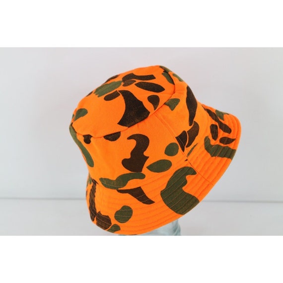 90s Streetwear Blaze Orange Camouflage Boonie Buc… - image 4