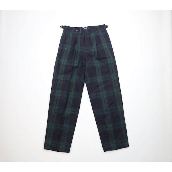 80s Ralph Lauren Mens 30x30 Distressed Pleated Side Buckle Chino Pants USA, Vintage Ralph Lauren Buckle Chino Pants, 1980s Pleated Pants