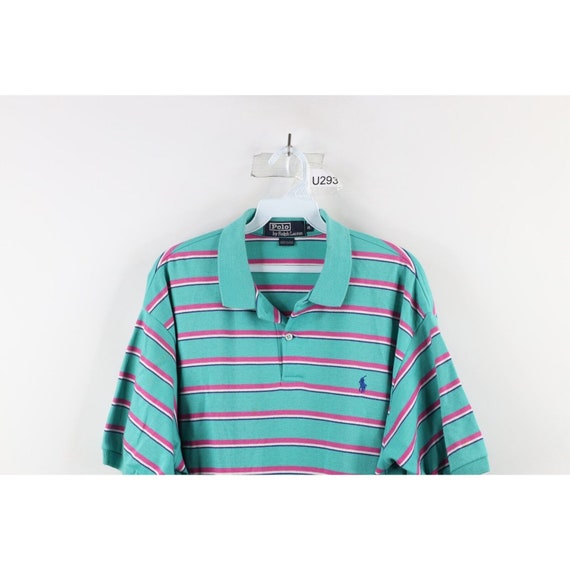 90s Ralph Lauren Mens XL Faded Striped Collared G… - image 2