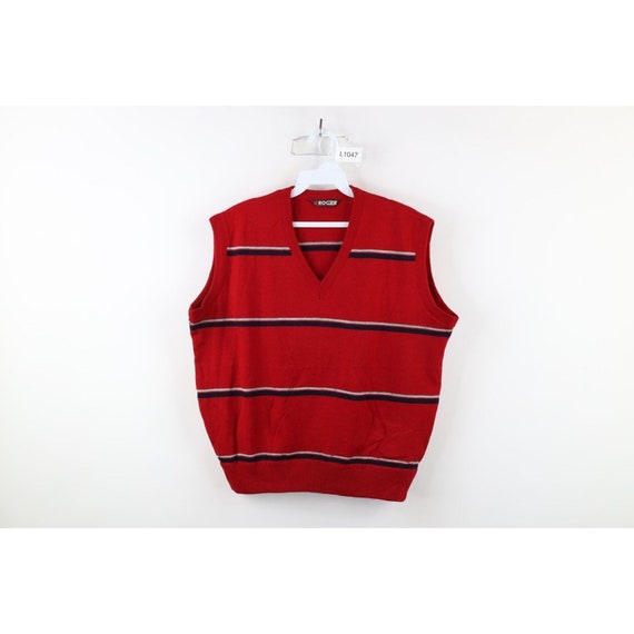 70s Streetwear Mens Small Striped Color Block Knit