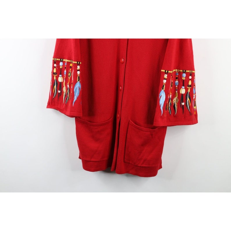 Pull cardigan en tricot plumes moyen streetwear femmes des années 90, rouge, pull cardigan perles vintage, pull cardigan plumes des années 1990, des années 90 image 3