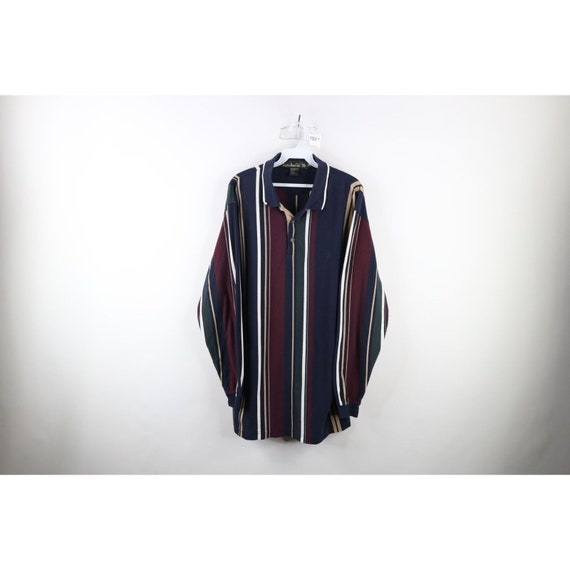 90s Streetwear Mens XL Faded Rainbow Striped Long… - image 1