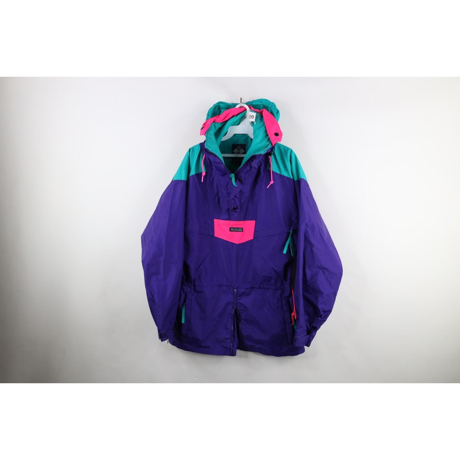 90s Columbia Mens Small Spell Out Hooded Half Zip Pullover