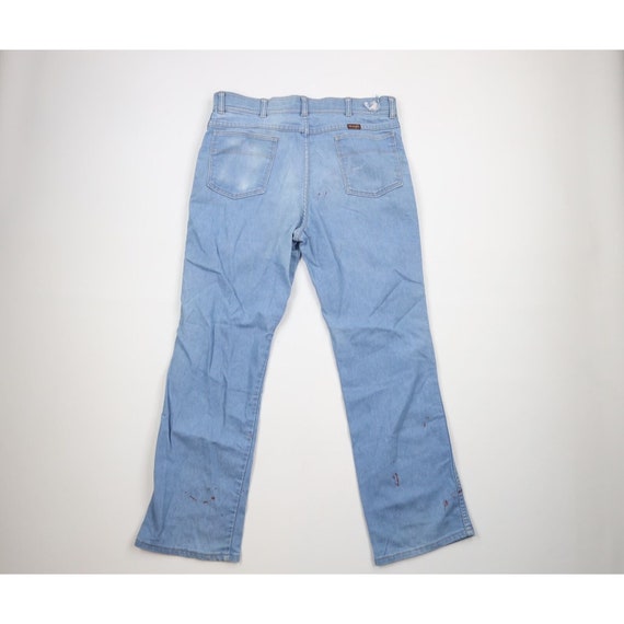 70s Wrangler Mens 36x30 Thrashed Wide Leg Flared … - image 9