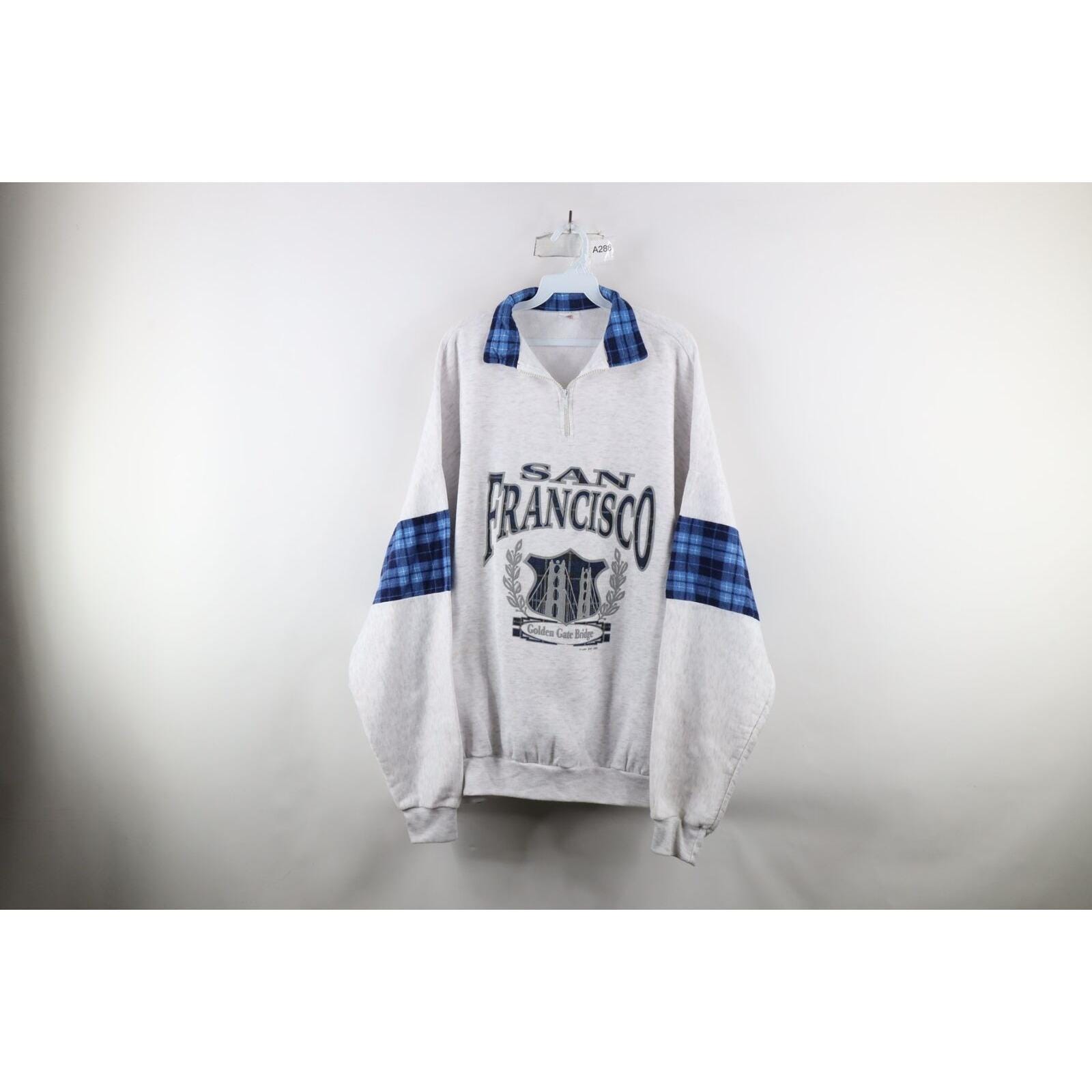 90s Streetwear Mens 2XL Spell Out San Francisco Half Zip