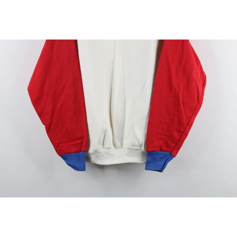 90s Streetwear Mens Small Distressed Color Block Crewneck Sweatshirt USA, Vintage Color Block Crewneck Sweatshirt, 1990s Crewneck Sweatshirt image 3