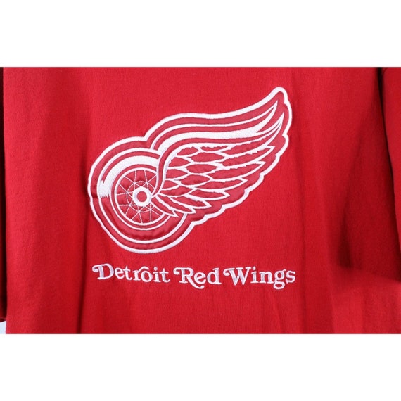 90s Mens Large Spell Out Embroidered Detroit Red … - image 4
