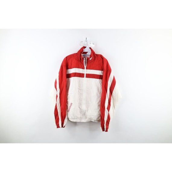 90s Reebok Mens Medium Spell Out Striped Lined Wi… - image 1
