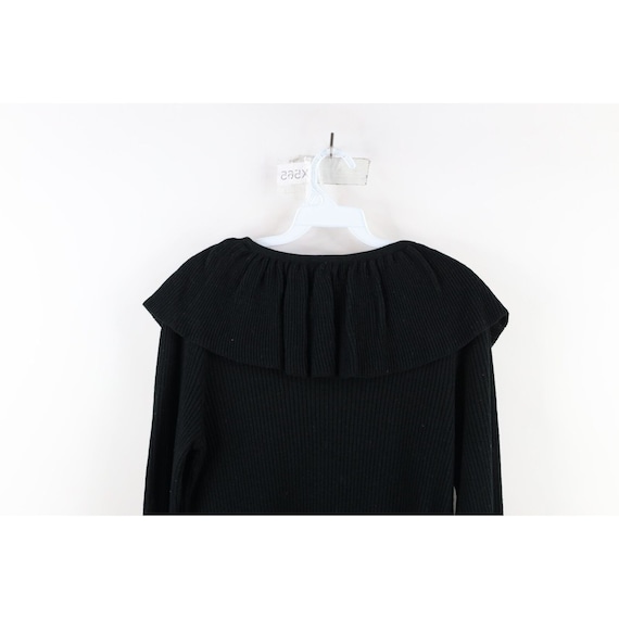 70s Streetwear Womens Large Ruffled Ribbed Knit L… - image 8