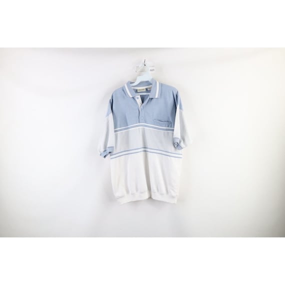 90s Streetwear Mens Large Striped Color Block Col… - image 1