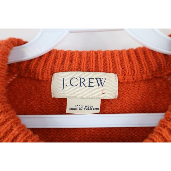 90s J Crew Mens Large Blank Wool Ribbed Knit Crew… - image 4