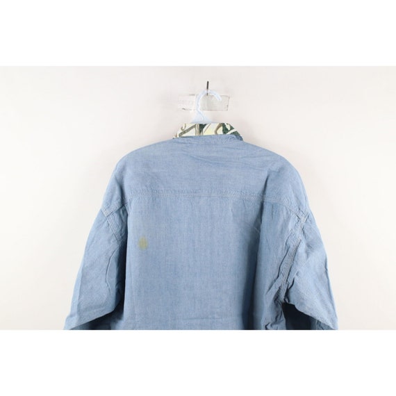 90s Streetwear Womens Small Faded Chambray Abstra… - image 8