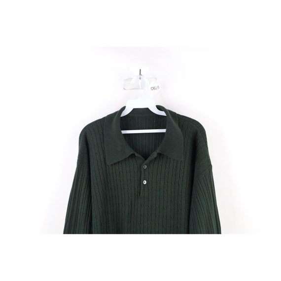 90s Streetwear Mens XL Wool Blend Cable Knit Coll… - image 2