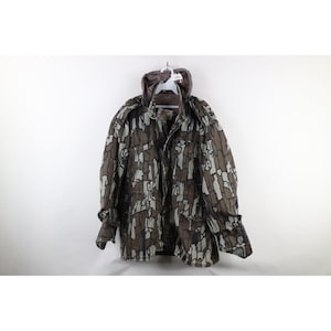 Parka con capucha y camuflaje Trebark desgastado de los años 80 para hombre, chaqueta de caza con camuflaje de los años 80, parka con camuflaje Trebark de los años 80