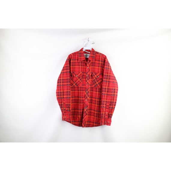 70s Streetwear Mens Medium Faded Quilt Lined Flan… - image 1