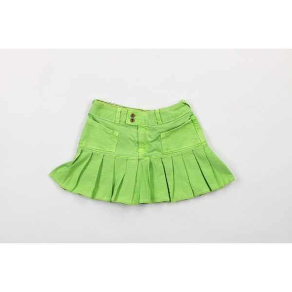 NOS Vintage Y2K Von Dutch Womens XS Spell Out Denim Jean Mini Skirt Green USA, Vintage Von Dutch Skirt, Womens Bimbo Skirt, Y2K Mini Skirt