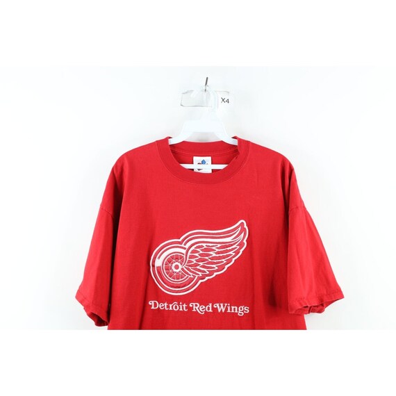 90s Mens Large Spell Out Embroidered Detroit Red … - image 2