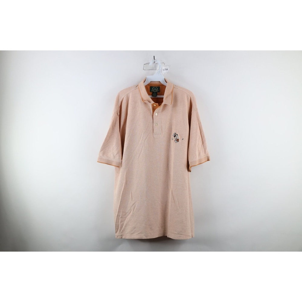 90S Disney Mens Xl Faded Mickey Mouse Collared Golf Polo Shirt Orange, Vintage Disney Mickey Mouse Polo, 1990S Mickey Mouse Golfing Polo