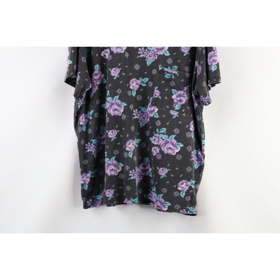 90s Streetwear Womens Large Faded Floral Flower S… - image 3