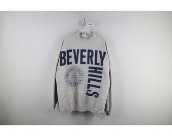 90s Mens One Size Spell Out Beverly Hills University Mock Neck Sweatshirt USA, Vintage Beverly Hills University Sweatshirt, 1990s Sweatshirt