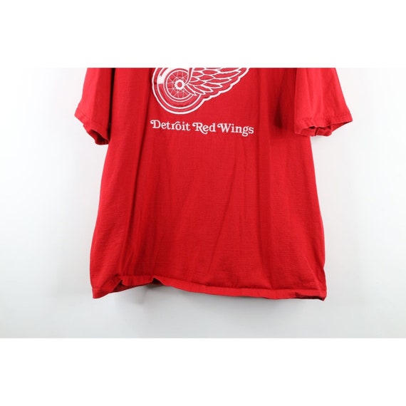 90s Mens Large Spell Out Embroidered Detroit Red … - image 3