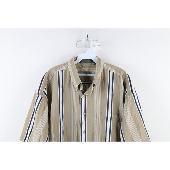 90s Streetwear Mens XL Faded Striped Baggy Fit Sh… - image 2