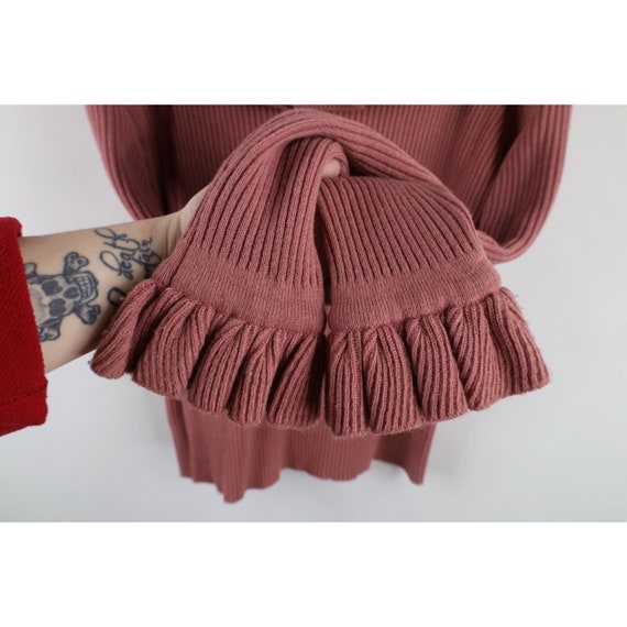 70s Streetwear Womens Large Ribbed Knit Ruffled F… - image 10