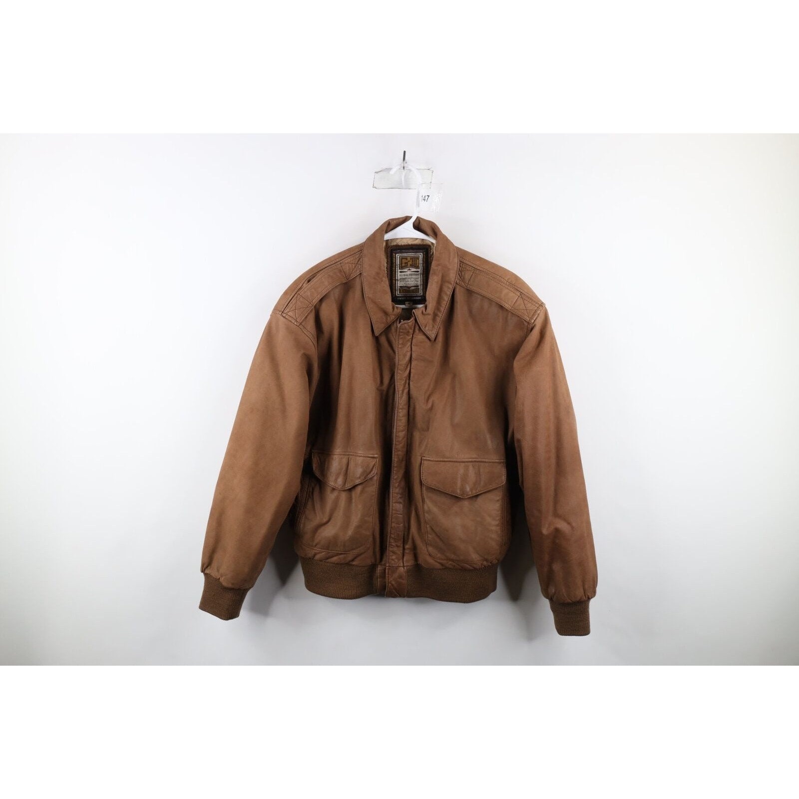 -90's vintage 本革 Flight Jacket S Bomber Vintage 90s Flight Leather Jacket Full Zipper Real Leather