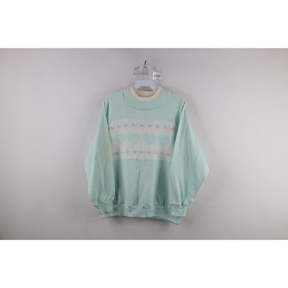 90s Streetwear Womens Large Pastel Flower Heart F… - image 1