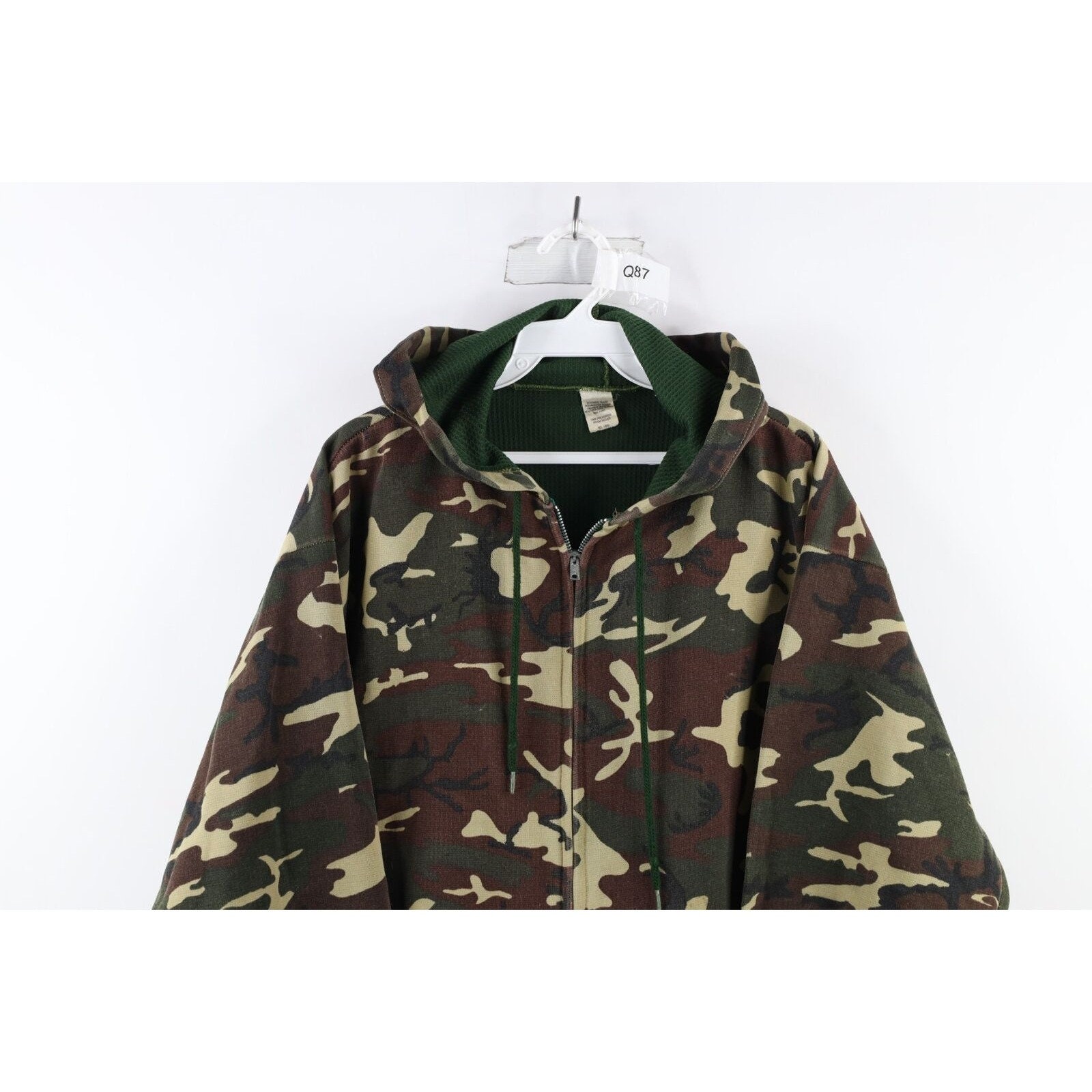 70s 80s Thermal Lined Full Zip Camo Hoodie Sweatshirt | eBay