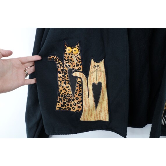 90s Streetwear Womens XL Abstract Cat Kitten Open… - image 5