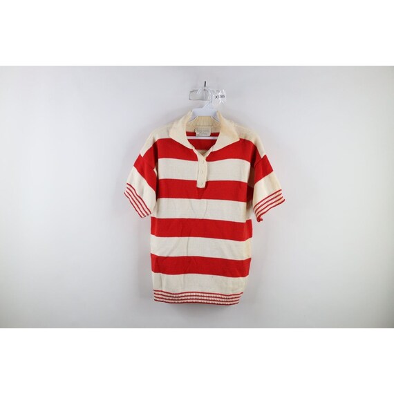 90s Streetwear Womens Large Distressed Striped Sh… - image 1