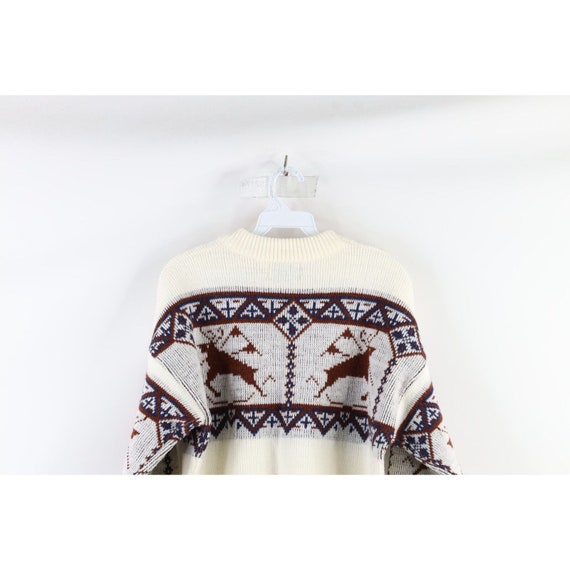 60s 70s Streetwear Womens XL Reindeer Fair Isle K… - image 7