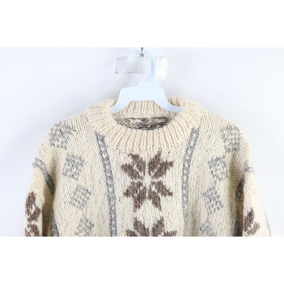 60s Rockabilly Womens Large Wool Chunky Knit Fair… - image 2