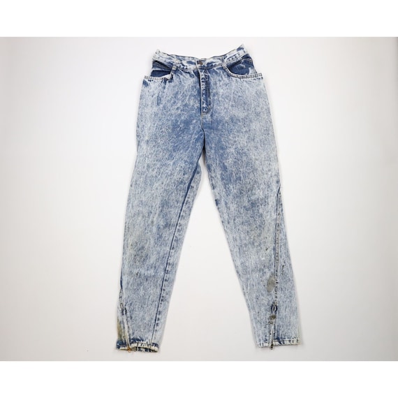 90s Streetwear Womens 13 Distressed Acid Wash Zip… - image 1