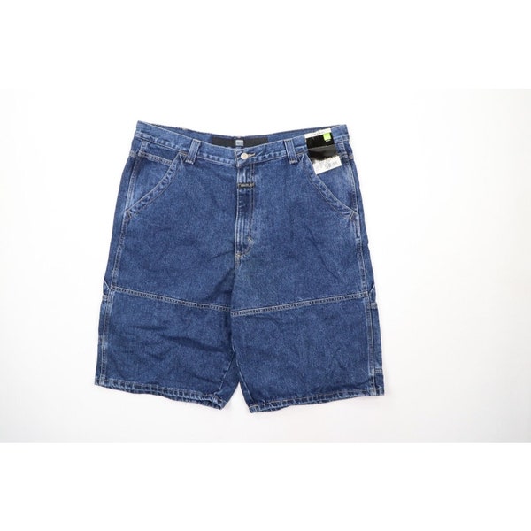 NOS Vintage 90s Marithe Francois Girbaud Hombres 38 Baggy Spell Out Denim Shorts Azul, Vintage Gribaud Denim Jean Shorts, 1990s Marithe Shorts