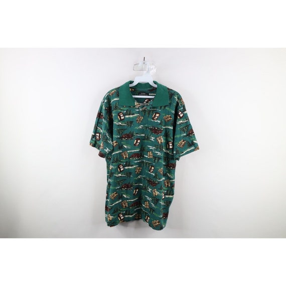 90s Streetwear Mens XL Camping Tree All Over Prin… - image 1