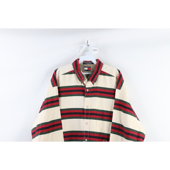 90s Tommy Hilfiger Mens XL Striped Color Block Co… - image 2