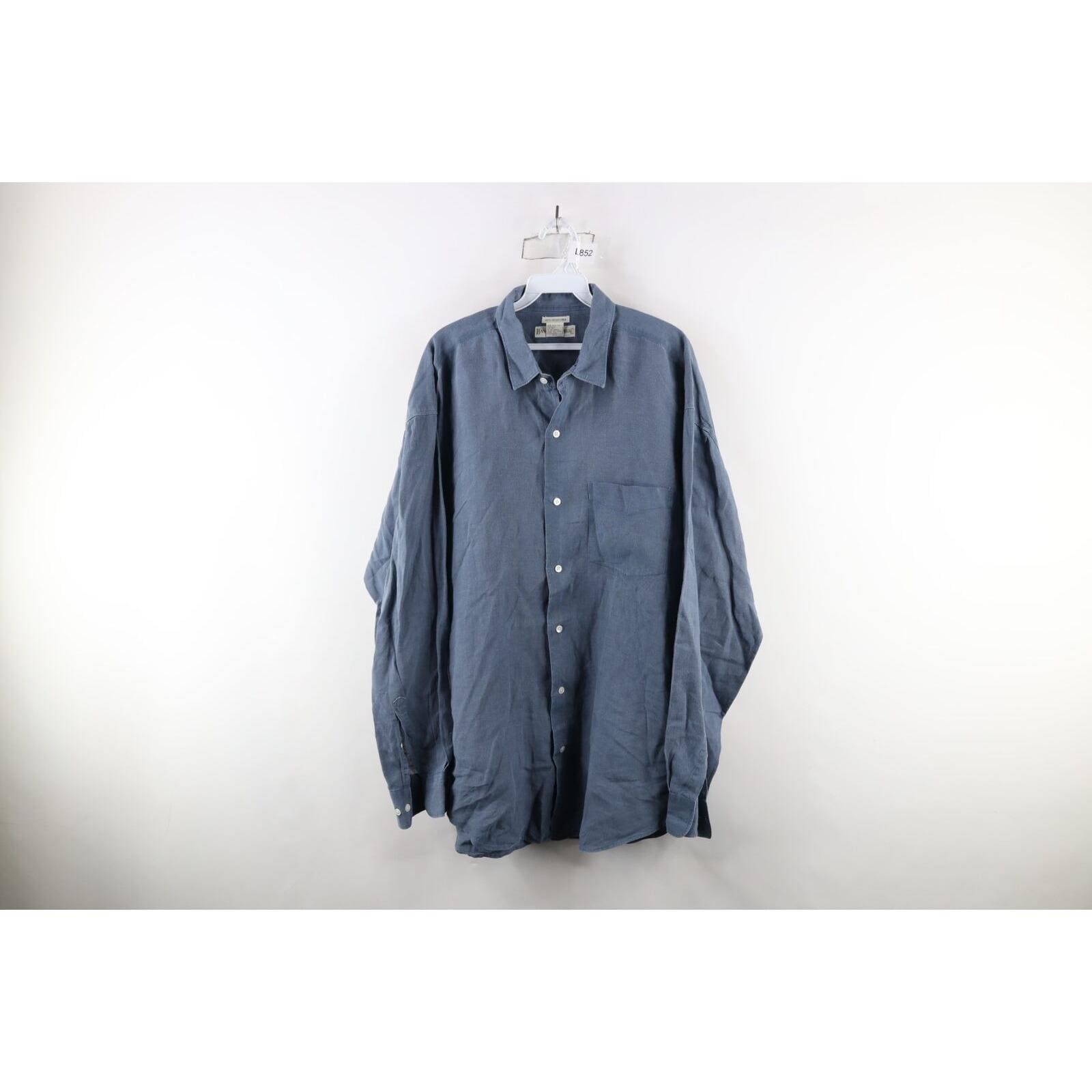 80s 90s Banana Republic Mens Large Faded Irish Linen Collared Button Shirt, Vintage Banana Republic Irish Linen Shirt, Vintage Button Shirt