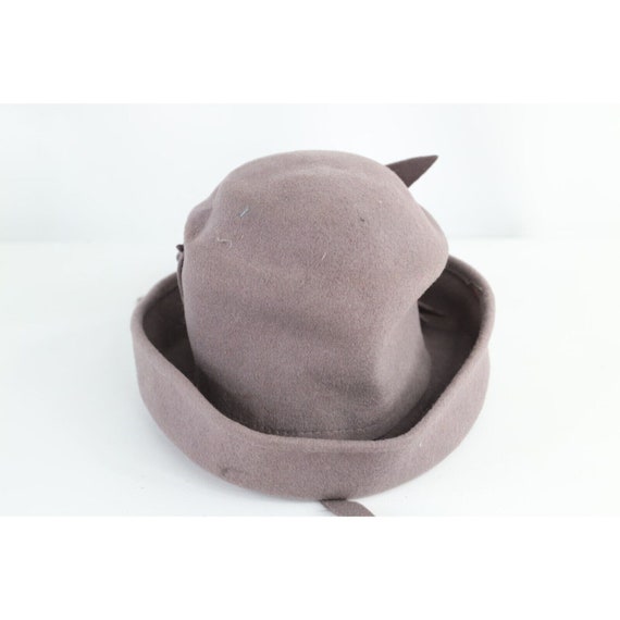 40s 50s Rockabilly Felt Wool Geometric Tilt Hat C… - image 5